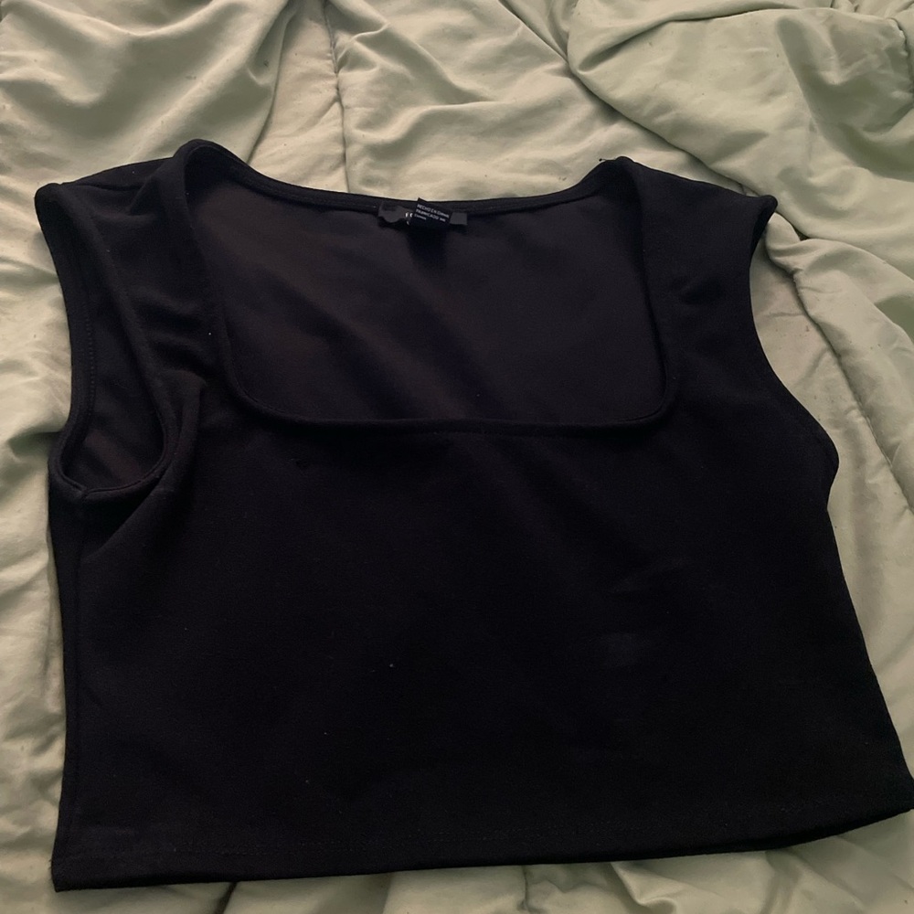 Forever 21 Black Square Neck Tank Top